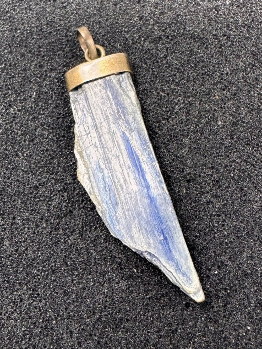 Raw Blue Kyanite Blade Pendant Sterling Silver Cap Fine Boho Statement Jewelry